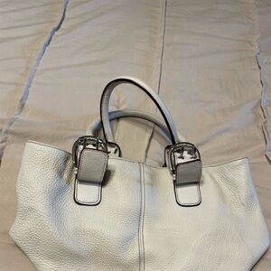 Elegant White Leather Tote Bag